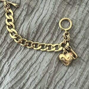 Juicy Couture Gold Chain Bracelet with Heart & J Charm